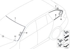 Остекление, дополнительные элементы для BMW F31N 320d B47 (схема запасных частей)