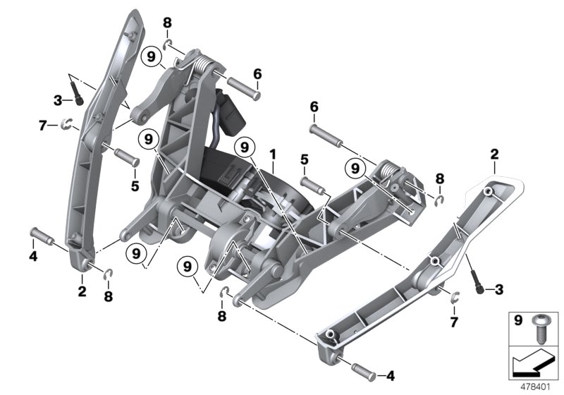 Механизм регулировки ветрозащитн.щитка для BMW K48 K 1600 GT (0601,0611) 0 (схема запчастей)