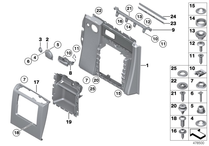 Обшивка двери Зд / с 01/2009 для ROLLS-ROYCE RR1 Phantom N73 (схема запчастей)