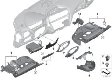Доп.элементы панели приборов Нж. для BMW F23 220d B47 (схема запасных частей)