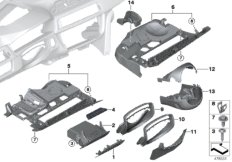 Доп.элементы панели приборов Нж. для BMW F30 Hybrid 3 N55 (схема запасных частей)