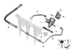 Насос высокого давления/трубопроводы для BMW F39 X2 20iX B48C (схема запасных частей)