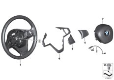 Рулевое колесо с НПБ, кожа для BMW F48N X1 18i B38C (схема запасных частей)