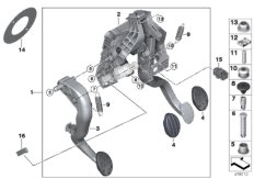 Педальный механизм для а/м с МКПП для BMW F55 One First B38 (схема запасных частей)
