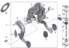 Педальный механизм для а/м с МКПП для MINI F54 One D B37 (схема запасных частей)