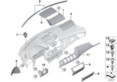 Доп.элементы панели приборов Вх для BMW E89 Z4 30i N52N (схема запасных частей)