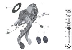 Педальный механизм для а/м с МКПП для BMW F55 Cooper B38 (схема запасных частей)