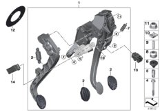 Педальный механизм для а/м с МКПП для BMW F60 Cooper ALL4 B38C (схема запасных частей)