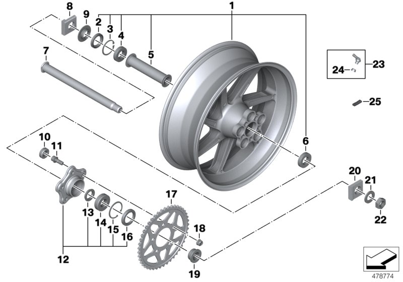 Кованый колесный диск Зд для MOTO K46 S 1000 RR 17 (0D50, 0D60) 0 (схема запчастей)