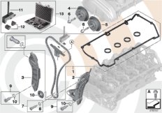 Ремкомплект открытой приводной цепи Вх для BMW F21N 118i N13 (схема запасных частей)