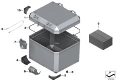 Детали алюминиевого топкейса для MOTO K51 R 1250 GS Adv. (0J51, 0J53) 0 (схема запасных частей)