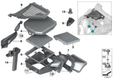 Микрофильтр/детали корпуса для BMW F25 X3 18d N47N (схема запасных частей)