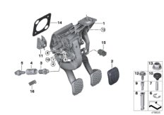 Педальный механизм для а/м с МКПП для BMW G31 518d B47B (схема запасных частей)