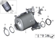 Катализатор/сажевый фильтр для BMW G01 X3 M40dX (TX95) B57 (схема запасных частей)