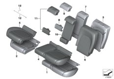 Мягкая часть и обивка заднего сиденья для BMW F60 One B38 (схема запасных частей)