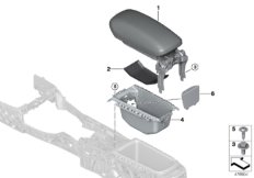 Дооснащение среднего подлокотника Пд для MINI F54 Cooper S ALL4 B48C (схема запасных частей)