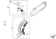 Доп.элементы спортивного глушителя Вх для BMW K23 R nineT Scrambler (0J31, 0J33) 0 (схема запасных частей)