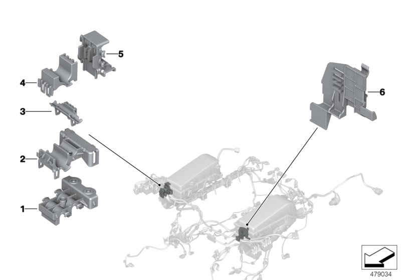 Крепежные детали жгут проводов для BMW RR11 Phantom N74L (схема запчастей)