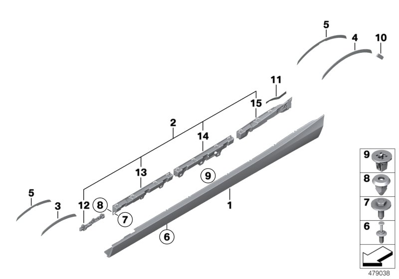 Накладка порог / арка колеса для BMW F21 120d N47N (схема запчастей)