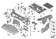 Звукоизоляция Пд для BMW F15 X5 35iX N55 (схема запасных частей)