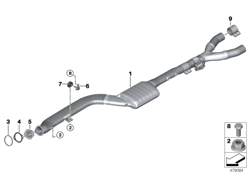 Катализатор/передний доп.глушитель для BMW G12N 750LdX B57S (схема запчастей)