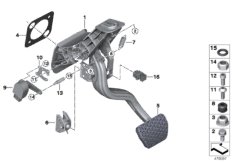 Педальный механизм АКПП для BMW G30 530e B46X (схема запасных частей)
