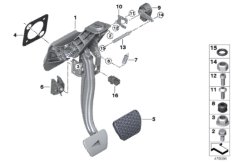 Педальный механизм АКПП для BMW G02 X4 20iX B48C (схема запасных частей)