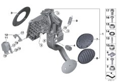 Педальный механизм АКПП для MINI F60 Cooper SE ALL4 B38X (схема запасных частей)