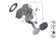 Педальный механизм АКПП для BMW F48 X1 18dX B47 (схема запасных частей)