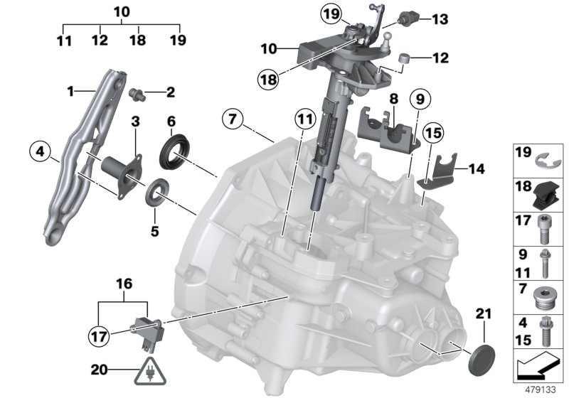 Детали коробки передач GS6-55BG для BMW R56 Cooper N12 (схема запчастей)
