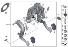 Педальный механизм для а/м с МКПП для BMW F46 216i B38 (схема запасных частей)