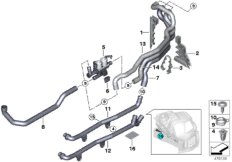 Шланги охлаждающей жидкости для BMW F02N 730Li N52N (схема запасных частей)