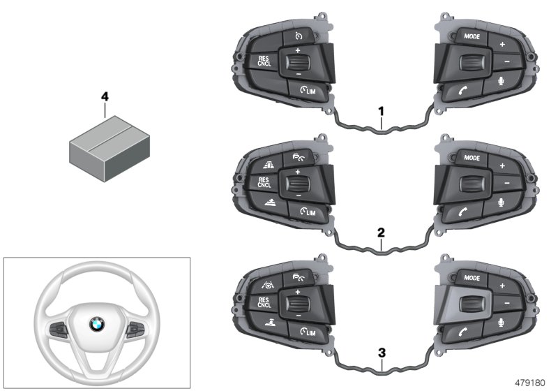 Перекл.рул.колесо Individual для BMW G30 540dX B57 (схема запчастей)