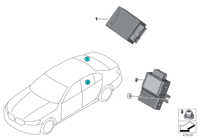 ЭБУ топливного насоса для BMW G30 530e B48X (схема запчастей)