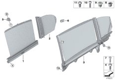 Солнецезащитная штора окна двери Зд для BMW G30 520dX XD5 (схема запасных частей)