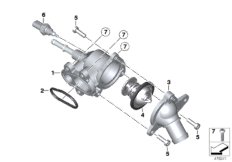 Термостат и трубопроводы ОЖ для BMW K80 F 750 GS (0B08, 0B18) 0 (схема запасных частей)