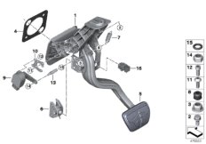 Педальный механизм АКПП для BMW G31 540iX B58C (схема запасных частей)