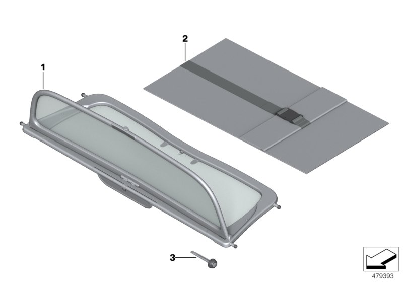 Ветрозащитная стенка складного верха для BMW F57 One B38 (схема запчастей)