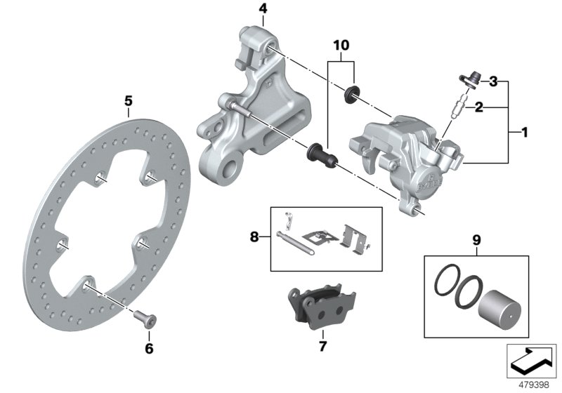Тормозной механизм заднего колеса для BMW K02 G 310 GS (0G02, 0G12) 0 (схема запчастей)