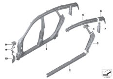 Боковой каркас Ср для BMW G32 640i B58 (схема запасных частей)