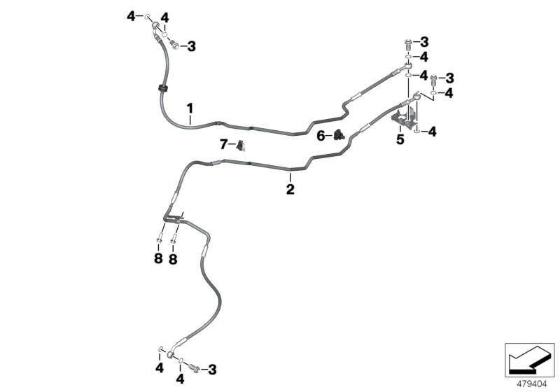 Трубопроводы тормозного привода Пд для BMW K03 G 310 R (0G01, 0G11) 0 (схема запчастей)