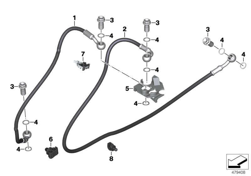 Трубопровод тормозного привода Зд для BMW K03 G 310 R (0G01, 0G11) 0 (схема запчастей)
