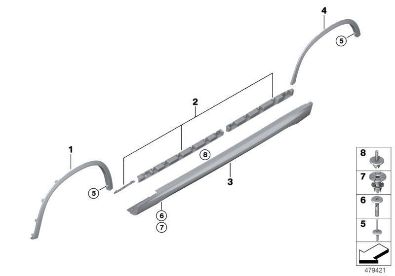 Накладка M порог / арка колеса для BMW E84 X1 28iX N20 (схема запчастей)