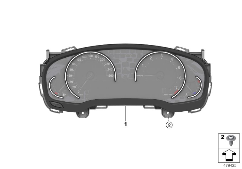 Комбинация приборов базовая для BMW G30 530iX B48D (схема запчастей)