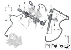 Ресивер/инжектор/провод для BMW F48 X1 18d B47 (схема запасных частей)