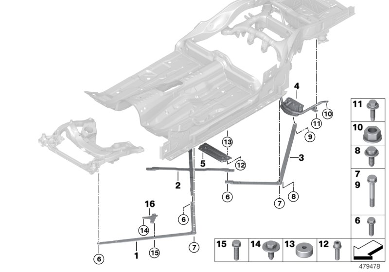 Элемент усиления задней части кузова для ROLLS-ROYCE RR6 Dawn N74R (схема запчастей)