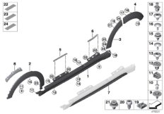 Накладка порог / арка колеса для MINI F60 One B38 (схема запасных частей)
