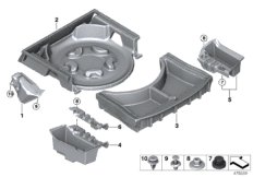 Вещевой отсек в полу багажного отделения для BMW G30 530iX B48D (схема запасных частей)