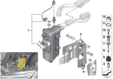 Электр.проточный нагреватель/насос ОЖ для BMW I12 i8 B38 (схема запасных частей)
