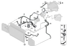 Шланги системы охлаждения для BMW F87N M2 Competition S55 (схема запасных частей)